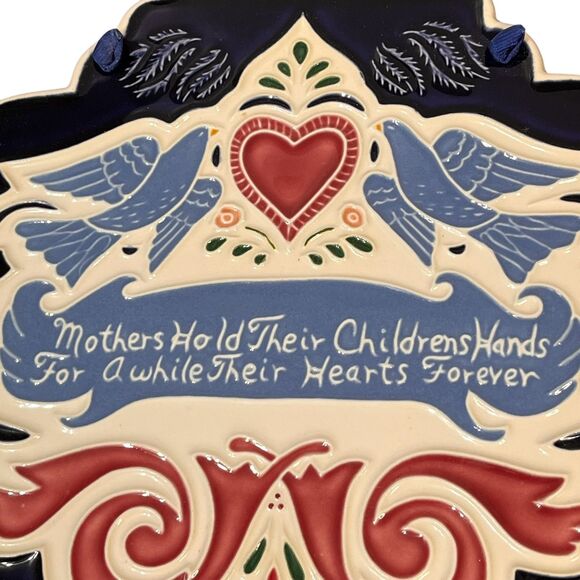 Duban Designs Hanging Ceramic Tile Mothers Hold Their Children's Hands for a Whi - Picture 3 of 12